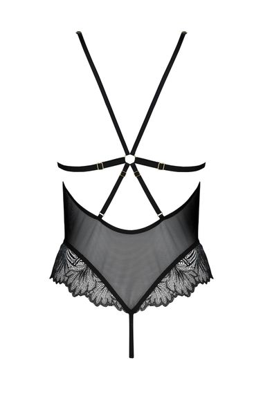 Сітчасте боді з мереживним ліфом Passion DELIENA BODY L/XL black | Зображення 3