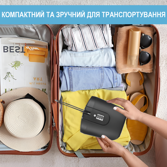 Портативний пляжний сейф Usafe BLB-01, міні-сейф для речей з кодовим замком, вологозахищений, чорний | Зображення 6