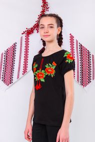 Вишиванка для дівчаток  з коротким рукавом Носи своє 134 Чорний (p-3639-72983)