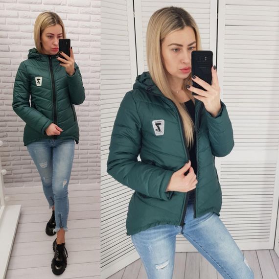 Жіноча демісезонна куртка з емблемою, арт.210/7, пляшка