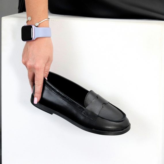 Зручні чорні туфлі лофери натуральна шкіра в асортименті | Зображення 1