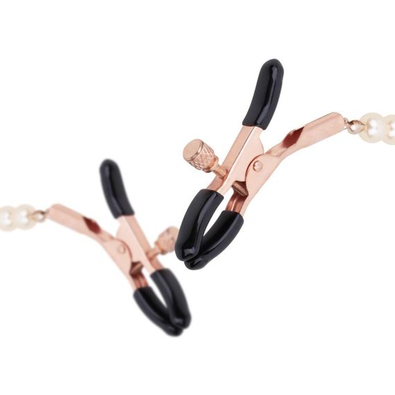 Зажимы для сосков с жемчужной цепочкой Rosy Gold - Nipple Clamps Pearls Sex Aura | Зображення 2