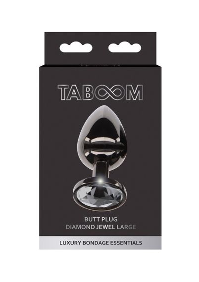 Анальний корок L чорний металевий з чорним каменем Butt Plug With Diamond Jewel Taboom