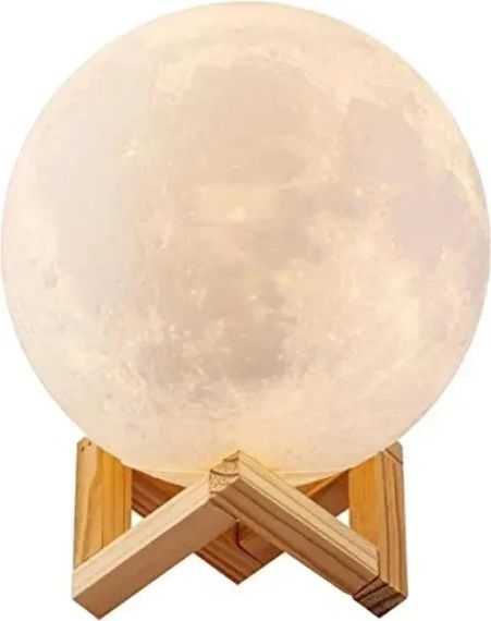 ОЧЕНКА! Світильник-нічник 3D шар Місяць Moon Lamp на дерев'яній підставці 15 см (Плохе паковання 3227) | Зображення 3