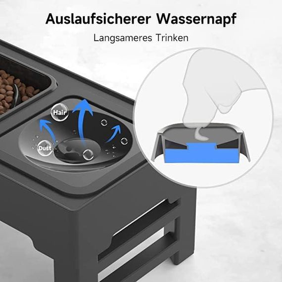 Миска для собак на подставке 2в1, герметичная складная для воды и медленного кормления с регулировкой высоты | Зображення 1