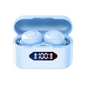 Бездротові навушники X37 Bluetooth із зарядним кейсом та індикатором заряду Голубі