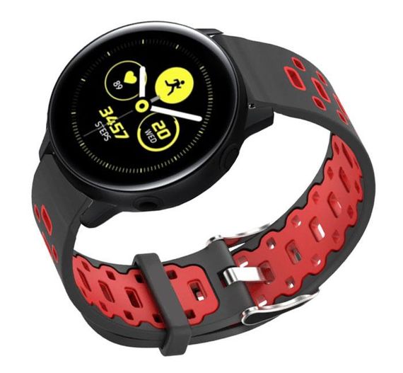 Спортивний ремінець Primo Perfor Classic для годинника Samsung Galaxy Watch Active / Active 2 - Black&Red | Зображення 1