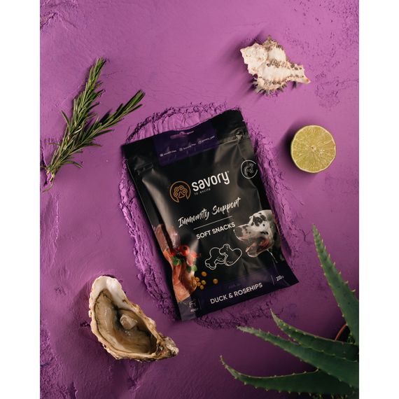 М’які ласощі Savory Immunity Duck and Rosehip для дорослих собак усіх порід для зміцнення імунітету з качкою та шипшиною 200 | Зображення 8