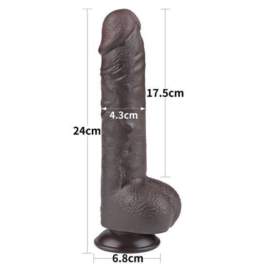 Фалоімітатор - Sliding-Skin Dual Layer Dong 9.5" Black Sex Aura | Зображення 3