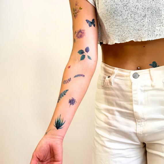 Тату тимчасове в наборі Метелики та листя Tattooshka LB-203 Різнокольоровий shop (4829000018725) | Зображення 1