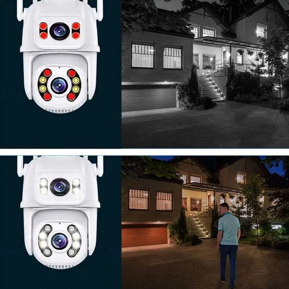 Вулична Wi-Fi камера відеоспостереження 8Мп, з двома об'єктивами, Dual IP Camera / Охоронна відеокамера / Поворотна камера | Зображення 5