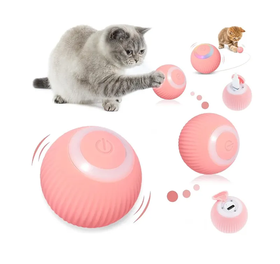 Інтерактивна іграшка для котів і маленьких собак, смарт-м'ячик Petgravity з usb зарядкою рожевий | Зображення 2