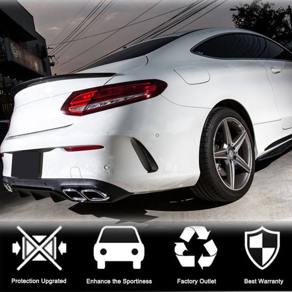 Накладки на Задний Бампер V1 (для Coupe/Cabriolet Base/AMG-Line/C43 AMG 2015-2019, Карбон) для Mercedes C-сlass W205 | Зображення 2