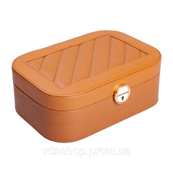 Шкатулка для украшений из эко кожи 2 яруса с замком органайзер для ювелирных изделий HP-5-1BR | Зображення 5