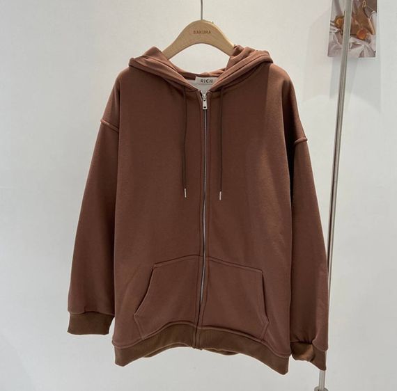 Жіноче зип-худі оверсайз на блискавці тепле на флісі з капюшоном розмір 48/52 колір коричневий GF052 | Зображення 1