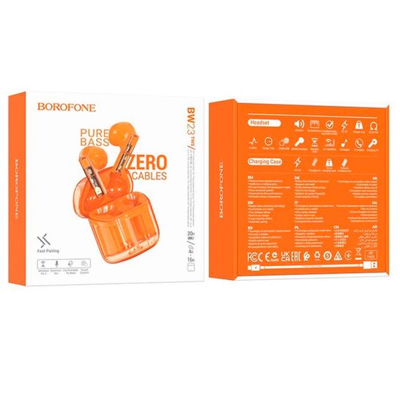 Навушники Bluetooth Borofone BW23, Orange, Кейс | Зображення 1