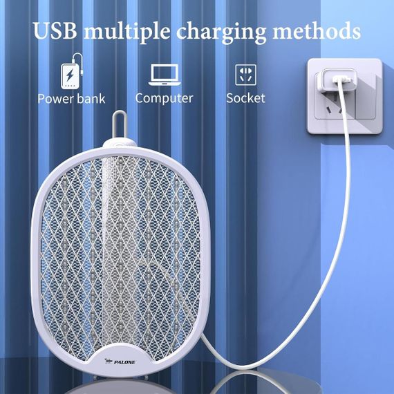 Электрическая мухобойка с УФ-подсветкой, ловушка для насекомых комаров портативный аккумуляторный уничтожитель | Зображення 7