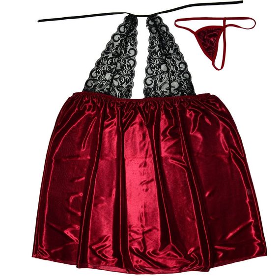 Пеньюар (плюс-сайз) Babydoll 3XL/4XL Бордовий 1281-1 | Зображення 4