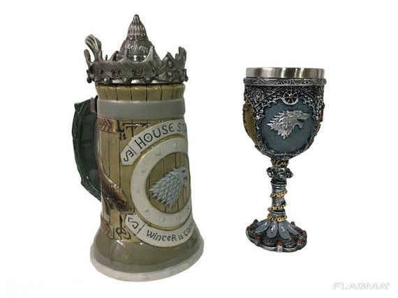 Подарочный Набор Кружка Game Of Thrones House Stark Игра Престолов Дом Старков и Бокал... | Зображення 1