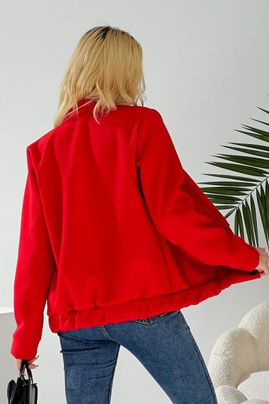 Бомбер женский искусственный кашемир, цвет красный, 257R325 | Зображення 4