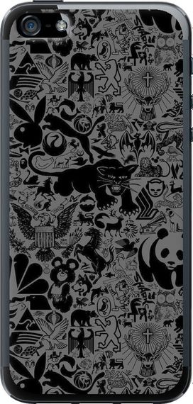 Чехол на iPhone SE Чёрно-серый стикер бомбинг "2432u-214-17620"