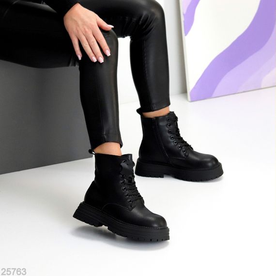 Повсякденні чорні зимові черевики берці натуральна шкіра доступна ціна | Зображення 4