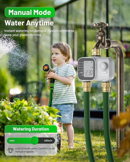 Программируемый таймер для двухзонного полива Unistyle с латунными входами и выходами, IP55 | Зображення 3