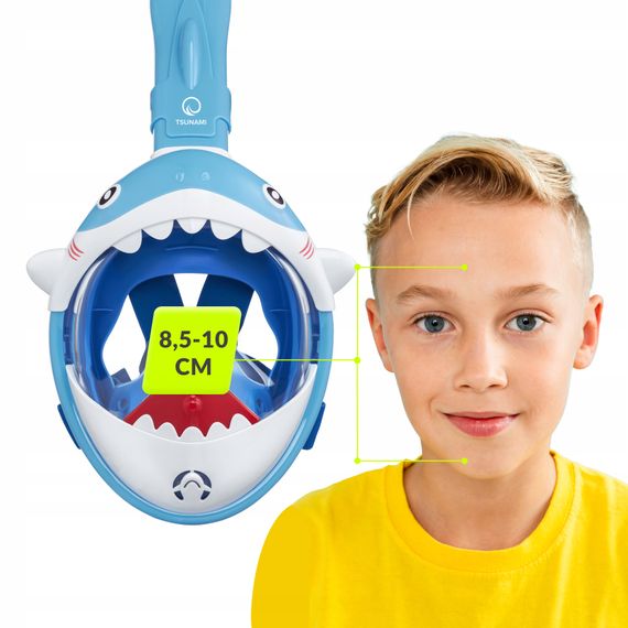 Маска для снорклінгу TSUNAMI Shark повнолицьова, дитяча Sky Blue (P-5907739318237) | Зображення 3