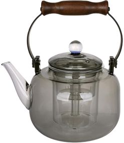 Чайник заварювальний скляний "Smokey Grey" 1000мл зі скляною кришкою