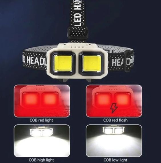 Налобный фонарь HX-816S-2COB LED фонарик аккумуляторный 4 режима работы красный свет сенсорный датчик движения | Зображення 5