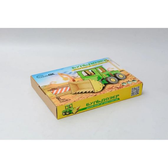 Дитячий дерев'яний 3D конструктор "Бульдозер" Puz-26918, 91 деталь | Зображення 1