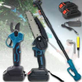 Набор аккумуляторного инструмента Секатор 36 В + Аккумуляторная минипила 6"+ штанга 155 см (Ножницы садовые)
