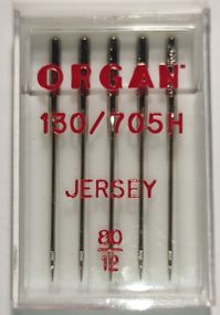 Голки швейні для вязаних та трикотажних тканин ORGAN Jersey №80 пластиковый бокс 5 штук для побутових швейних машин