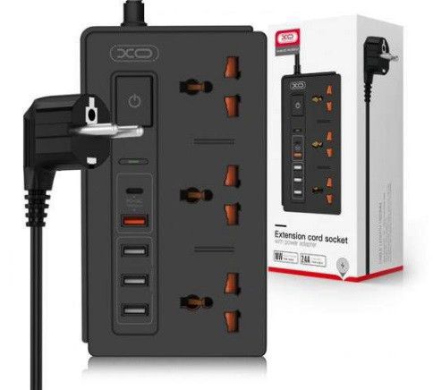 Сетевой удлинитель фильтр XO WL06 1,8 м 3 розетки 4 USB Черный | Зображення 2