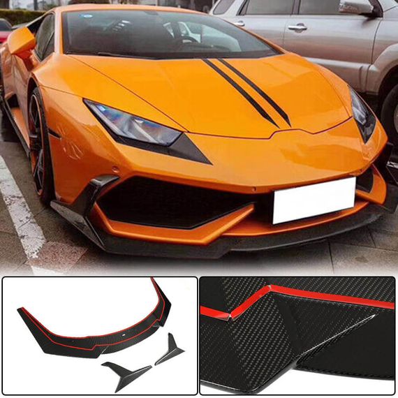 Накладка на передний бампер Lip V1 (Dry Carbon) для Lamborghini Huracan 2014- гг | Зображення 1