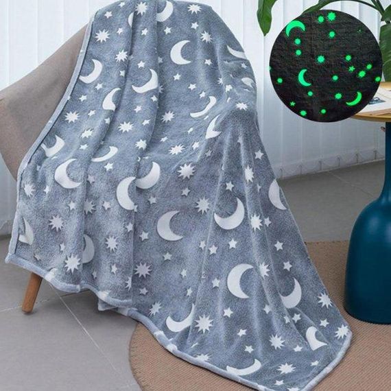 Светящийся в темноте плед плюшевое покрывало Blanket kids Magic Star 150х100 см флисовое одеяло. Цвет: серый | Зображення 3