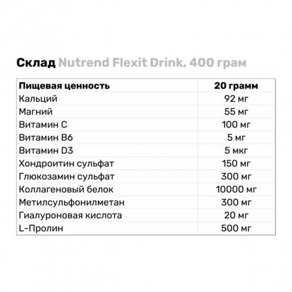 Для суглобів і зв'язок Nutrend Flexit Drink 400 g (Strawberry) | Зображення 1