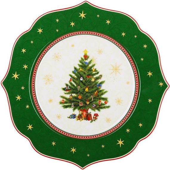 Тарілки порцелянові "Christmas Story" 2 тарілки Ø27.5см, зелений з білим