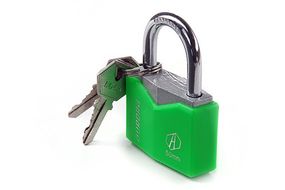 Замок цветной навесной 61x45x22мм английский ключ AURORA