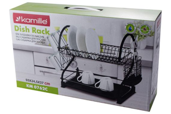 Сушилка для посуды Kamille - 550 x 245 x 380 мм черная | Зображення 3