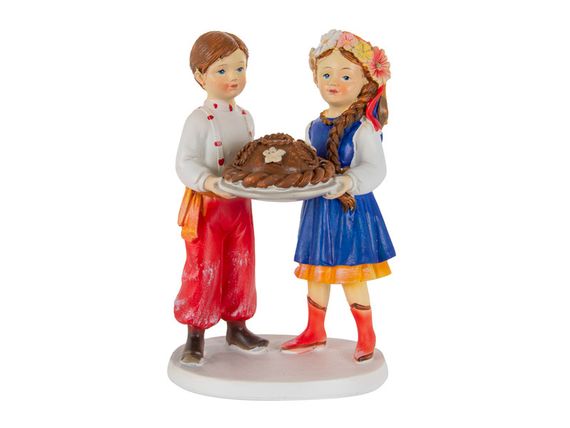 Декоративная фигурка Дети с караваем 10х15см