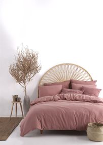 Постільна білизна Limasso Stonewashed Ranforce 160 х 220 см сімейний Old Rose