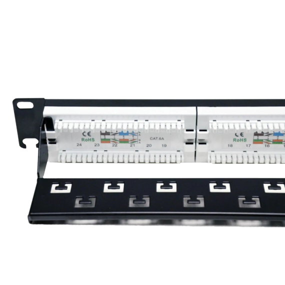 L&W ELECTRONICAL LW-PP74 Патч-панель 19" 24xRJ-45 UTP, кат. 6a, із заднім організатором з пластиковими шторками, LW - Серверні аксесуари | Зображення 2