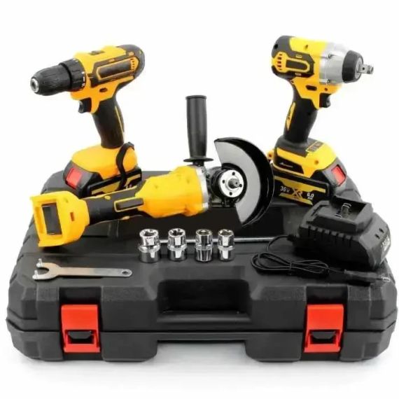 Набор инструментов 3 в 1 KAR100 (шуруповерт,гайковерт,шлифовальная машинка) 2 АКБ