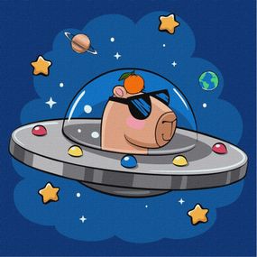 Картина за номерами "Капібара в космічній тарілці" KHO1292, 30x30 см