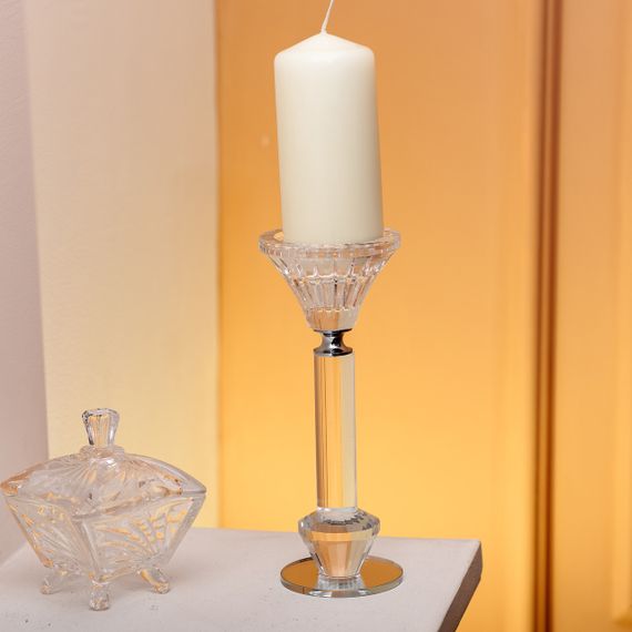 Подсвечник стеклянный на ножке 6×17.3 см прозрачный декоративный подсвечник на стол HP-4-10S | Зображення 2