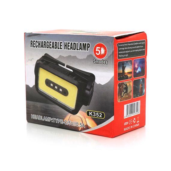 Налобный фонарик Voltronic K352.1 Cob, 3 Led red, 5 режима, корпус-пластик, ip44 | Зображення 1