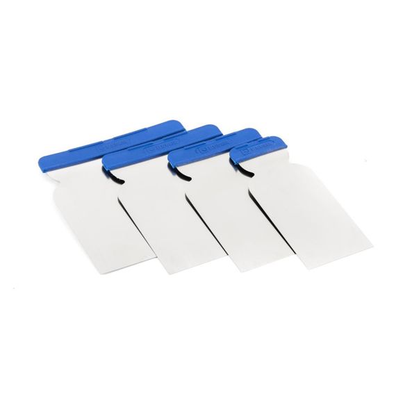 Японський шпатель нержавіючої сталі, набір 4 шт. Пластикова ручка 50,80,100,120 мм