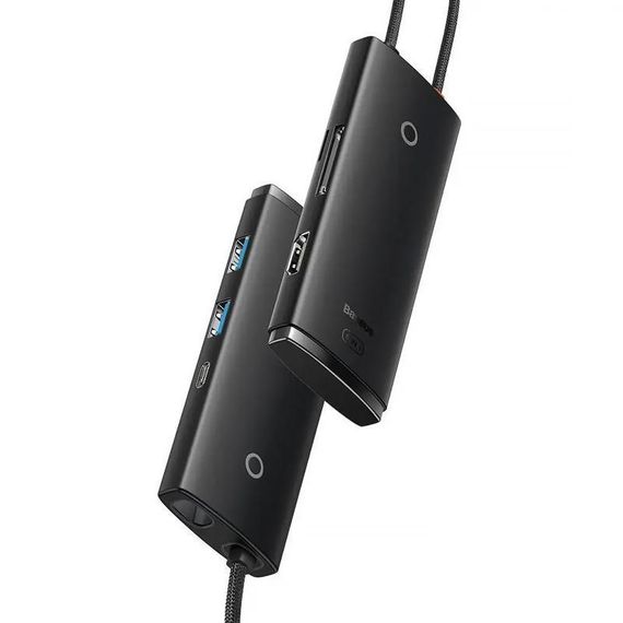 Переходник HUB Baseus Lite Series 6in1 (Type-C to HDMI+2xUSB3.0+Type-C Data+SD/TF) (WKQX050001) Black | Зображення 2