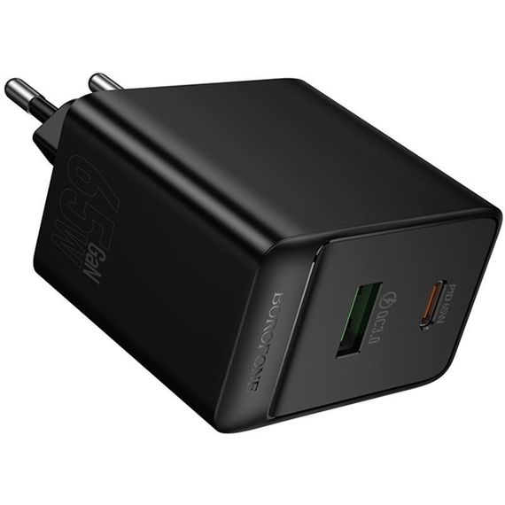 СЗУ Borofone BAS17A Erudite PD65W+QC3.0 (1USB-A/1C) Black | Зображення 3